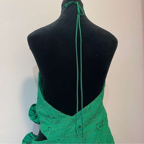 NEW! For Love and Lemon- Green Lace Hatler Neck Casey Mini Dress Cutout Large - Picture 6 of 12